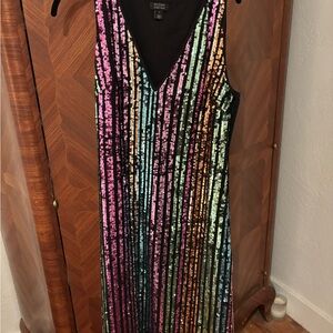 Multicolor Sequin Striped Dress